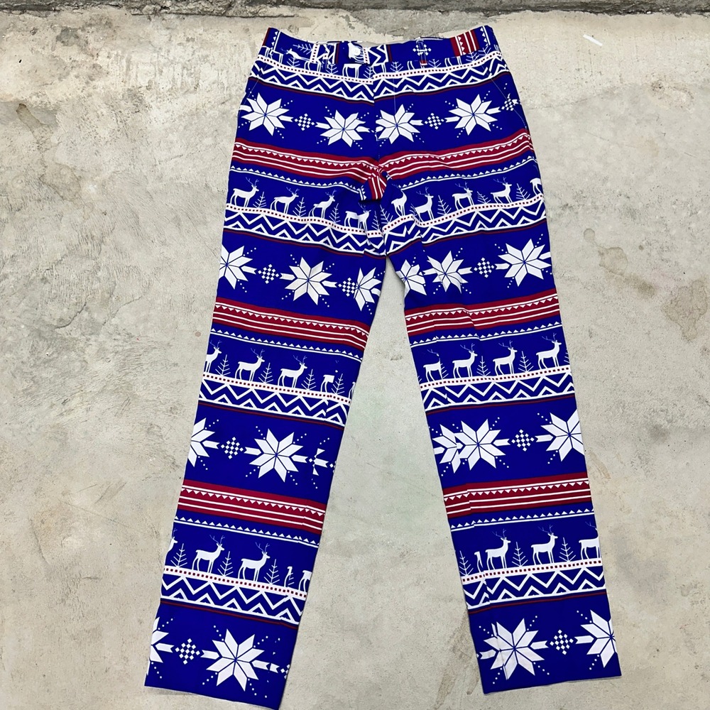 Opposuites Christmas Reindeer Snowflake Print Blue‎ Pants Size EU 52 UK 42 US 42